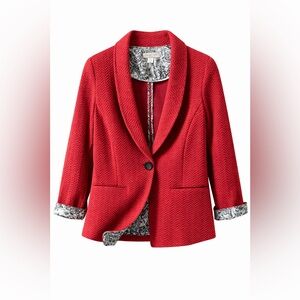 Coldwater Creek blazer jacket red textured petite tailored chic P10